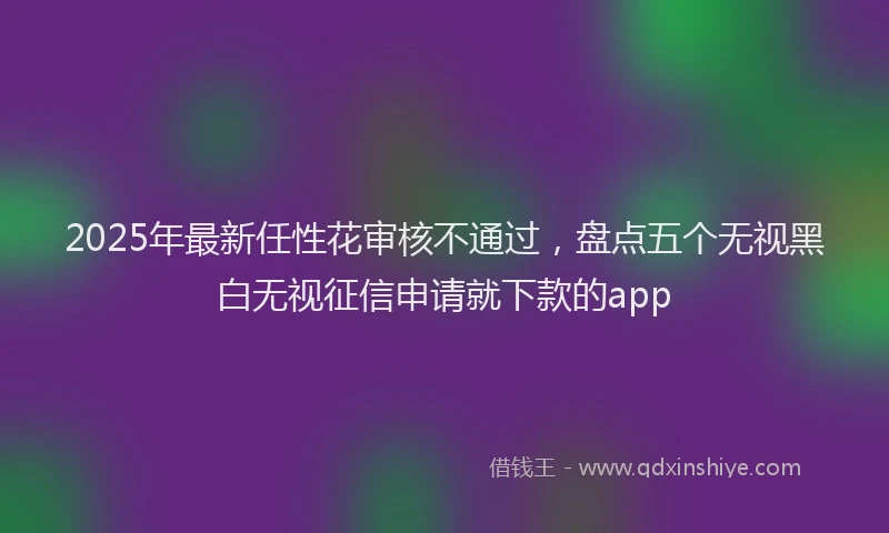 2025年最新任性花审核不通过，盘点五个无视黑白无视征信申请就下款的app