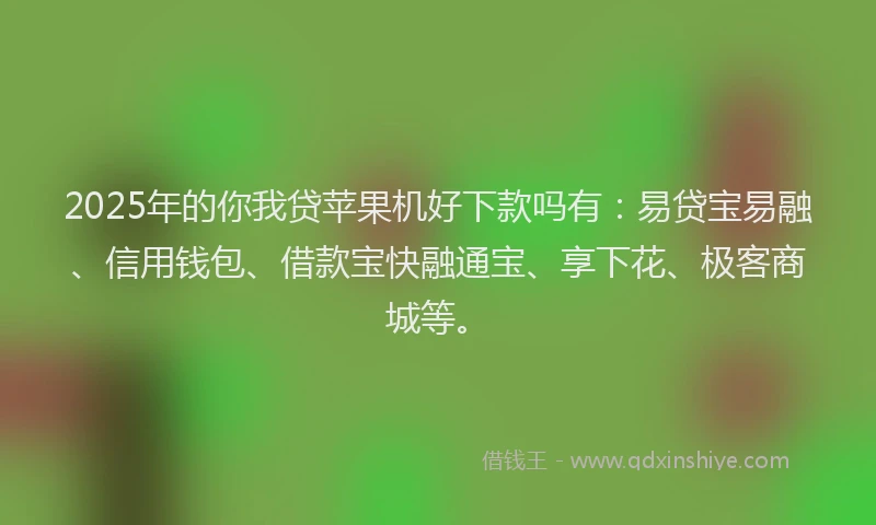 2025年的你我贷苹果机好下款吗有：易贷宝易融、信用钱包、借款宝快融通宝、享下花、极客商城等。