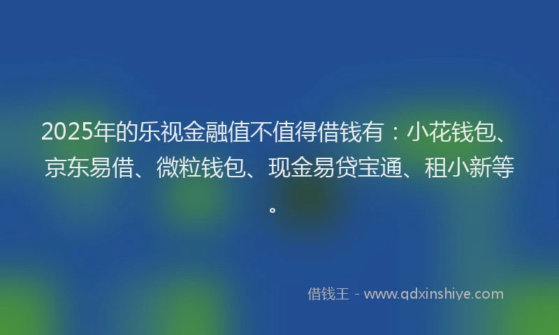 2025年的乐视金融值不值得借钱有：小花钱包、京东易借、微粒钱包、现金易贷宝通、租小新等。
