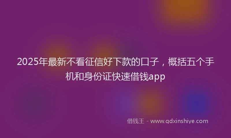2025年最新不看征信好下款的口子，概括五个手机和身份证快速借钱app