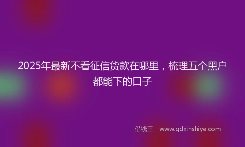 2025年最新不看征信货款在哪里，梳理五个黑户都能下的口子