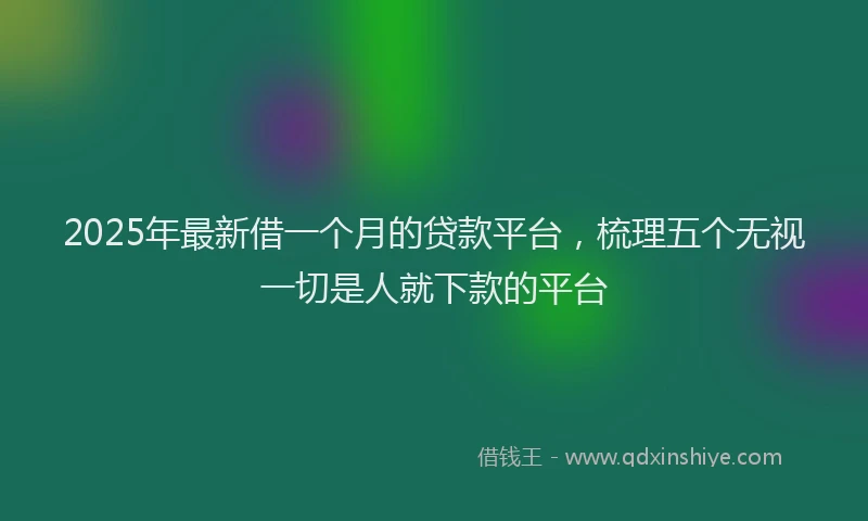 2025年最新借一个月的贷款平台，梳理五个无视一切是人就下款的平台