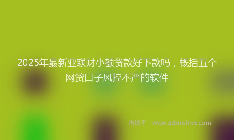 2025年最新亚联财小额贷款好下款吗，概括五个网贷口子风控不严的软件