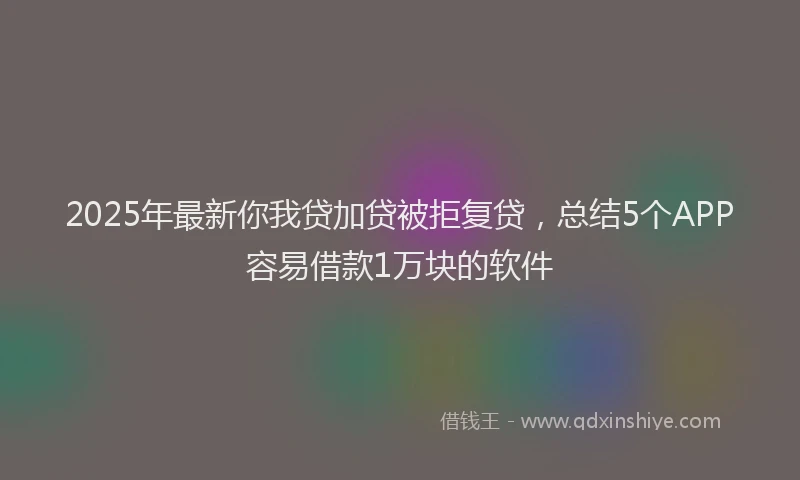 2025年最新你我贷加贷被拒复贷，总结5个APP容易借款1万块的软件