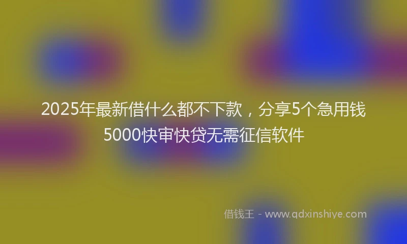 2025年最新借什么都不下款，分享5个急用钱5000快审快贷无需征信软件