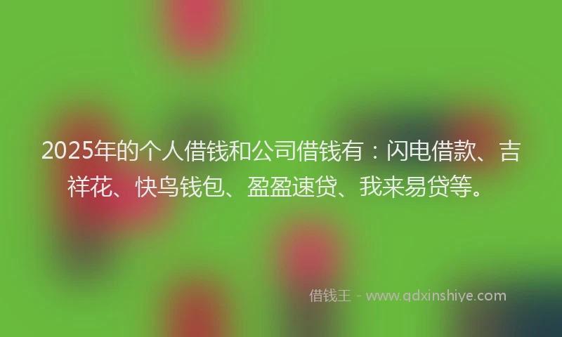 2025年的个人借钱和公司借钱有：闪电借款、吉祥花、快鸟钱包、盈盈速贷、我来易贷等。
