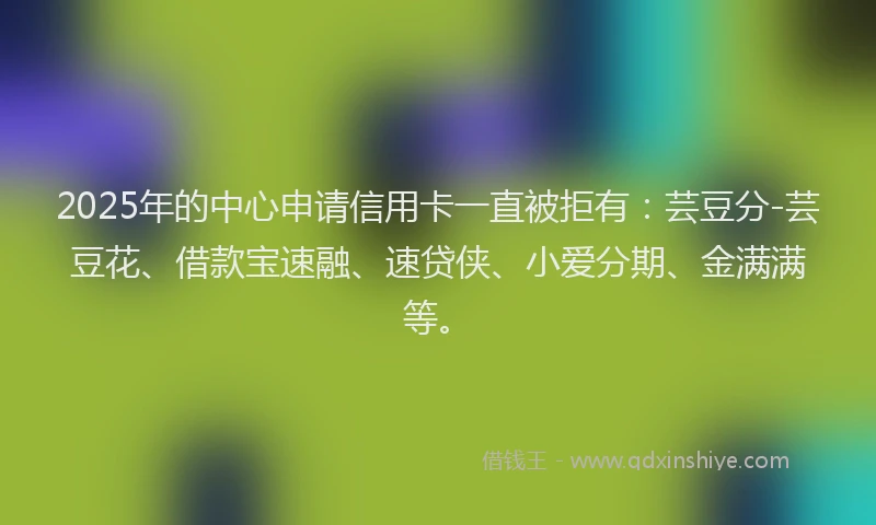 2025年的中心申请信用卡一直被拒有：芸豆分-芸豆花、借款宝速融、速贷侠、小爱分期、金满满等。