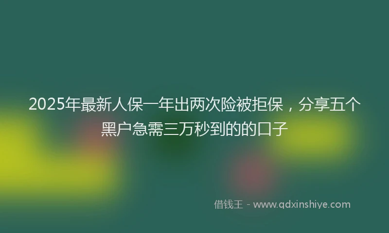 2025年最新人保一年出两次险被拒保，分享五个黑户急需三万秒到的的口子