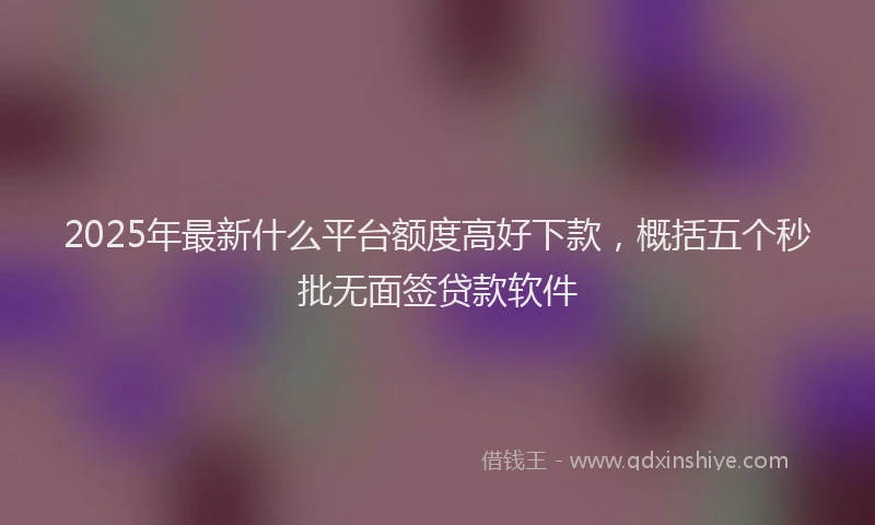 2025年最新什么平台额度高好下款，概括五个秒批无面签贷款软件
