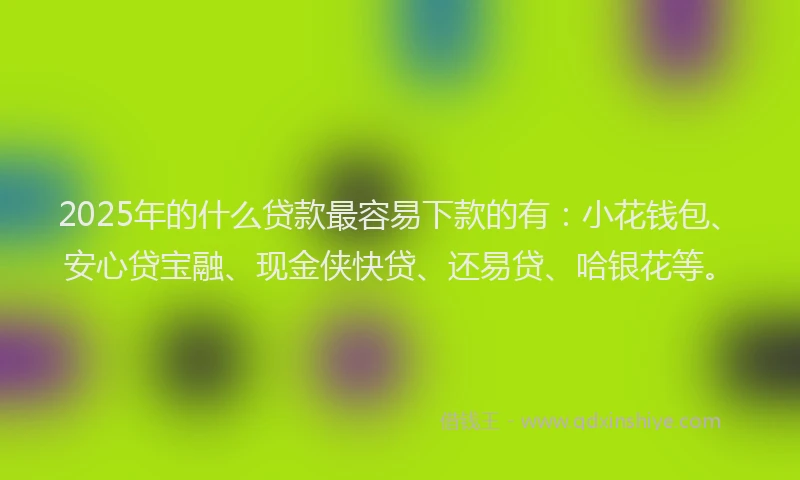 2025年的什么贷款最容易下款的有：小花钱包、安心贷宝融、现金侠快贷、还易贷、哈银花等。