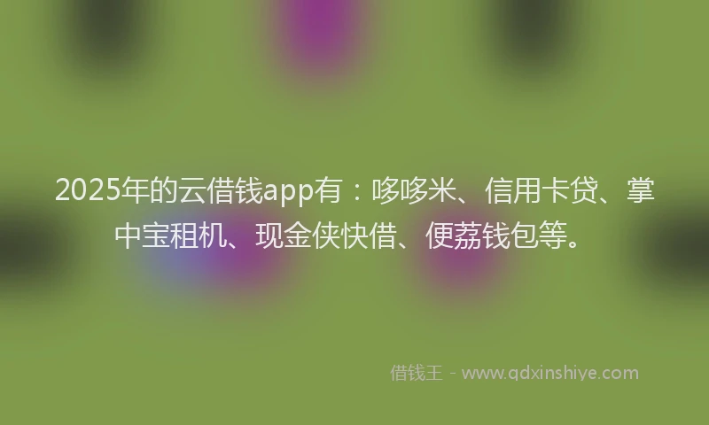 2025年的云借钱app有：哆哆米、信用卡贷、掌中宝租机、现金侠快借、便荔钱包等。