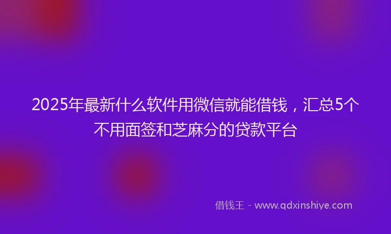 2025年最新什么软件用微信就能借钱，汇总5个不用面签和芝麻分的贷款平台