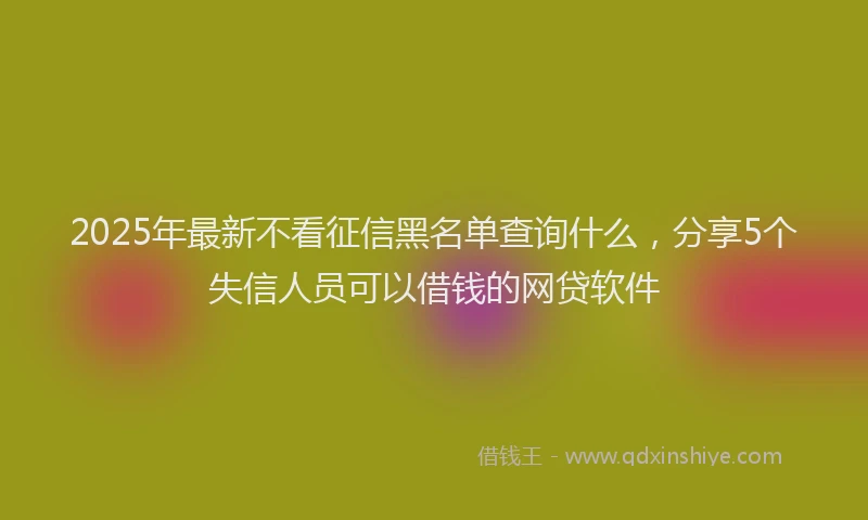 2025年最新不看征信黑名单查询什么，分享5个失信人员可以借钱的网贷软件