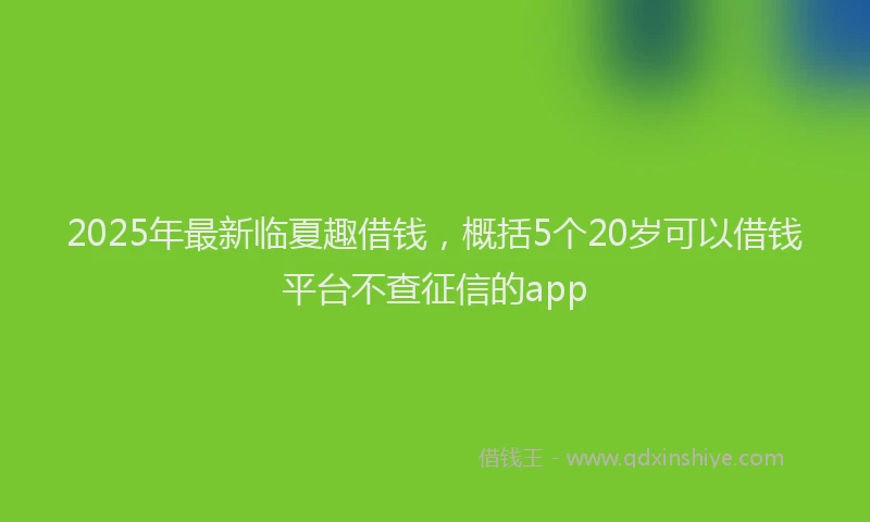 2025年最新临夏趣借钱，概括5个20岁可以借钱平台不查征信的app