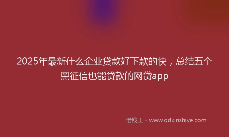 2025年最新什么企业贷款好下款的快，总结五个黑征信也能贷款的网贷app
