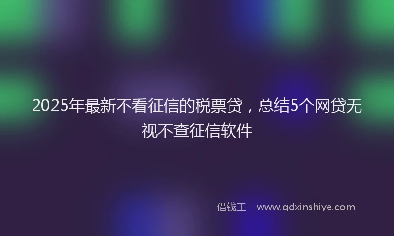 2025年最新不看征信的税票贷，总结5个网贷无视不查征信软件