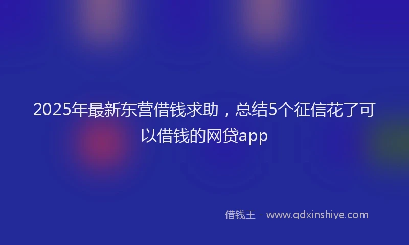 2025年最新东营借钱求助，总结5个征信花了可以借钱的网贷app