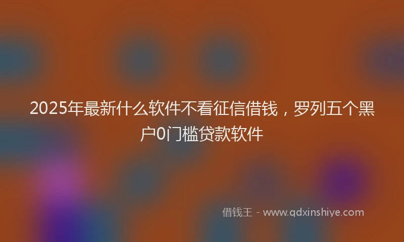 2025年最新什么软件不看征信借钱，罗列五个黑户0门槛贷款软件