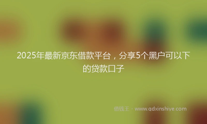 2025年最新京东借款平台，分享5个黑户可以下的贷款口子