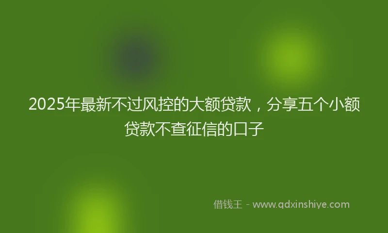 2025年最新不过风控的大额贷款，分享五个小额贷款不查征信的口子