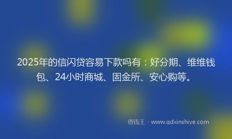 2025年的信闪贷容易下款吗有：好分期、维维钱包、24小时商城、固金所、安心购等。