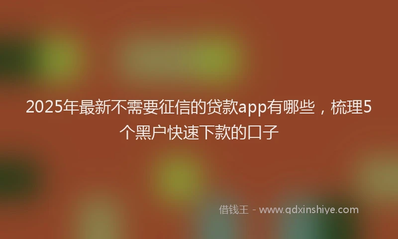 2025年最新不需要征信的贷款app有哪些，梳理5个黑户快速下款的口子