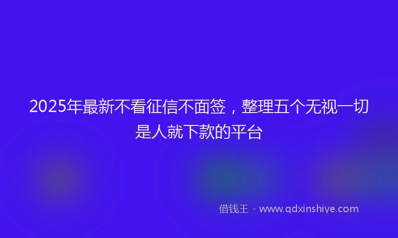 2025年最新不看征信不面签，整理五个无视一切是人就下款的平台