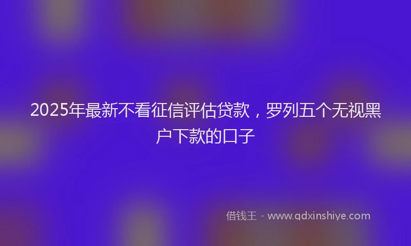 2025年最新不看征信评估贷款，罗列五个无视黑户下款的口子