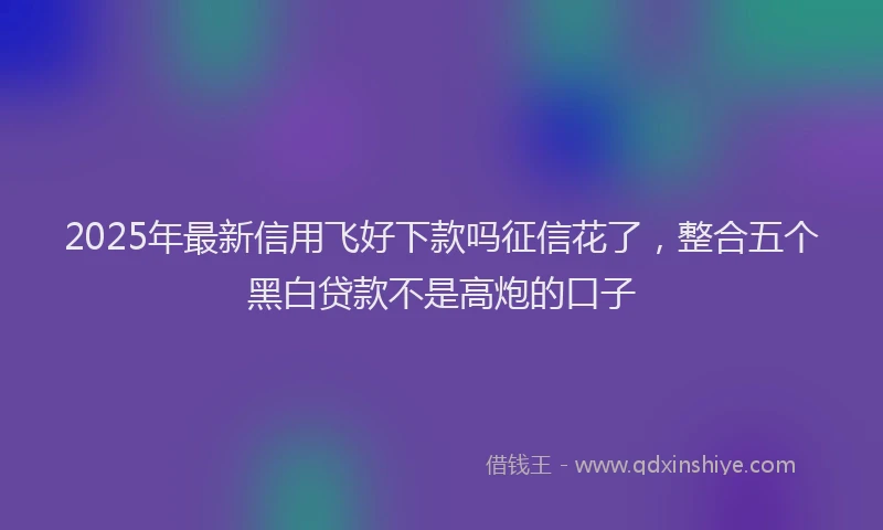 2025年最新信用飞好下款吗征信花了，整合五个黑白贷款不是高炮的口子