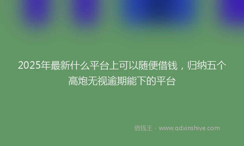 2025年最新什么平台上可以随便借钱，归纳五个高炮无视逾期能下的平台