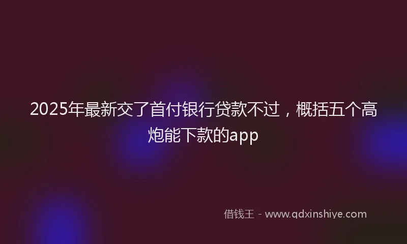 2025年最新交了首付银行贷款不过，概括五个高炮能下款的app