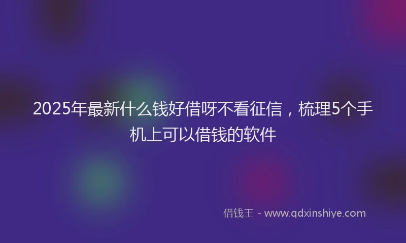 2025年最新什么钱好借呀不看征信，梳理5个手机上可以借钱的软件