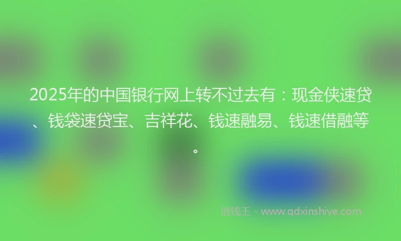 2025年的中国银行网上转不过去有：现金侠速贷、钱袋速贷宝、吉祥花、钱速融易、钱速借融等。