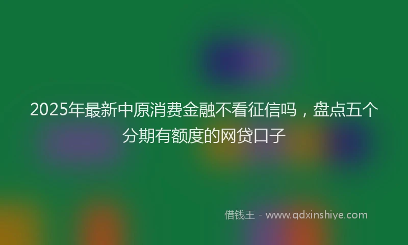 2025年最新中原消费金融不看征信吗，盘点五个分期有额度的网贷口子