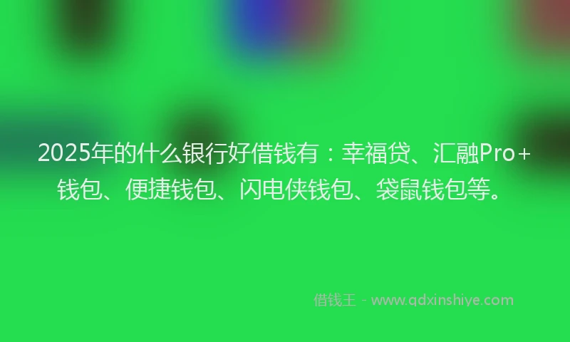 2025年的什么银行好借钱有：幸福贷、汇融Pro+钱包、便捷钱包、闪电侠钱包、袋鼠钱包等。
