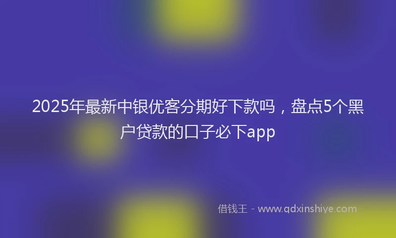 2025年最新中银优客分期好下款吗，盘点5个黑户贷款的口子必下app