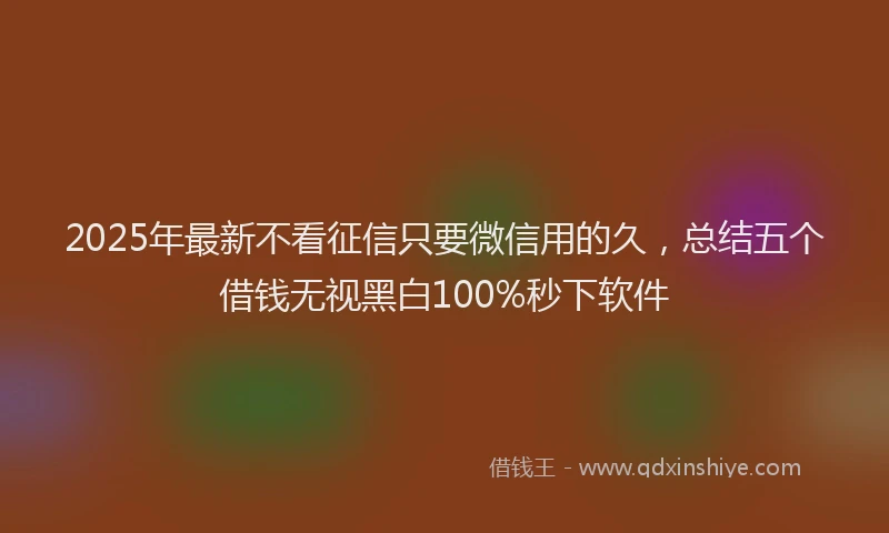 2025年最新不看征信只要微信用的久，总结五个借钱无视黑白100%秒下软件