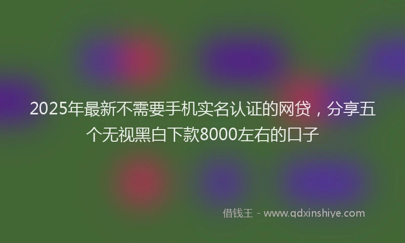2025年最新不需要手机实名认证的网贷，分享五个无视黑白下款8000左右的口子