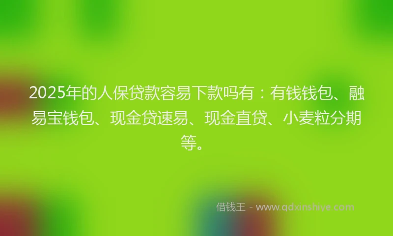 2025年的人保贷款容易下款吗有：有钱钱包、融易宝钱包、现金贷速易、现金直贷、小麦粒分期等。