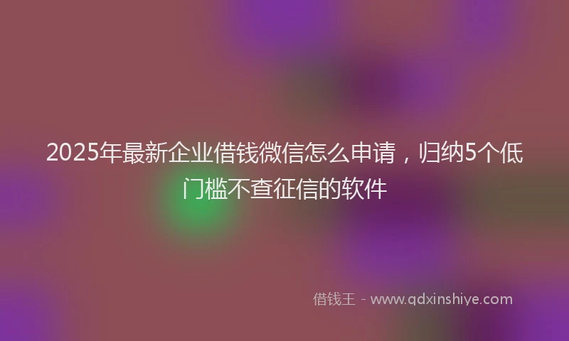 2025年最新企业借钱微信怎么申请，归纳5个低门槛不查征信的软件