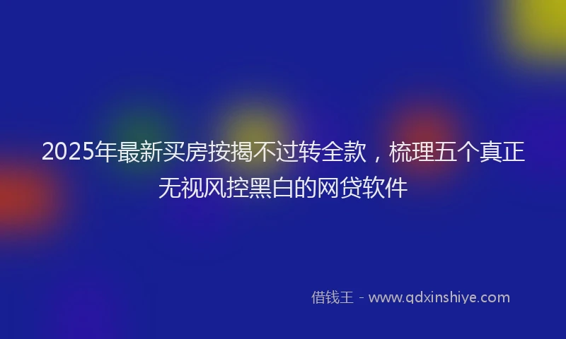2025年最新买房按揭不过转全款，梳理五个真正无视风控黑白的网贷软件