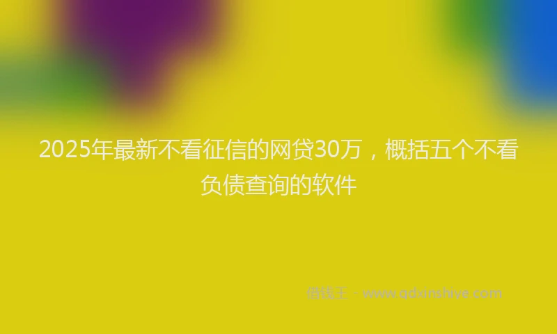 2025年最新不看征信的网贷30万，概括五个不看负债查询的软件