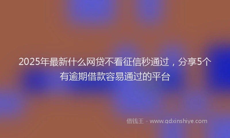 2025年最新什么网贷不看征信秒通过，分享5个有逾期借款容易通过的平台