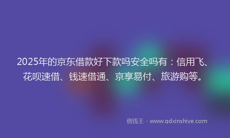 2025年的京东借款好下款吗安全吗有：信用飞、花呗速借、钱速借通、京享易付、旅游购等。