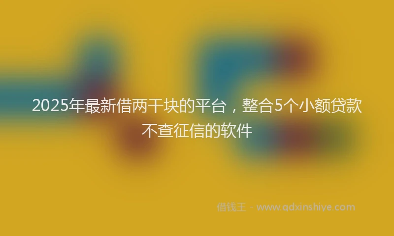 2025年最新借两干块的平台，整合5个小额贷款不查征信的软件