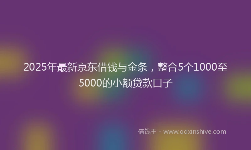 2025年最新京东借钱与金条，整合5个1000至5000的小额贷款口子