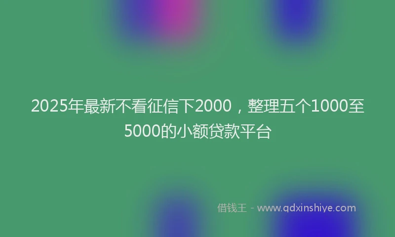 2025年最新不看征信下2000，整理五个1000至5000的小额贷款平台