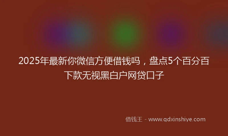 2025年最新你微信方便借钱吗，盘点5个百分百下款无视黑白户网贷口子