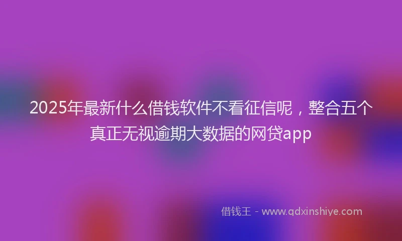2025年最新什么借钱软件不看征信呢，整合五个真正无视逾期大数据的网贷app