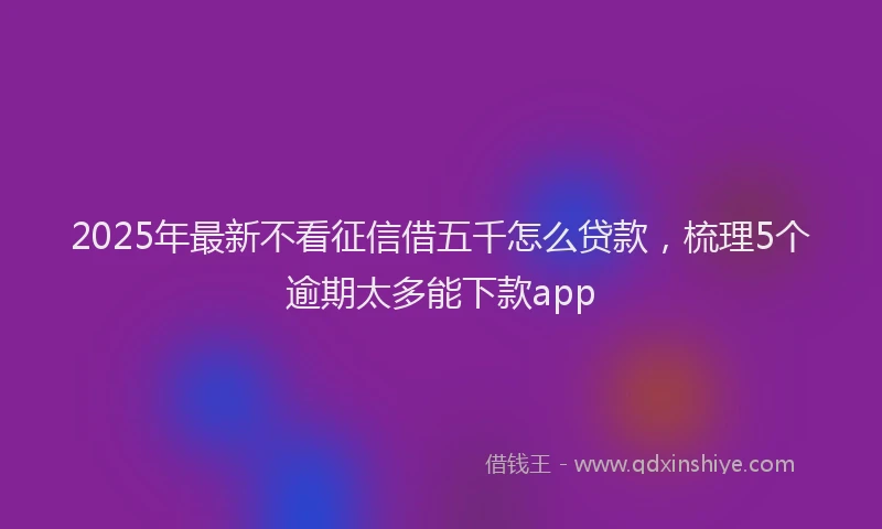 2025年最新不看征信借五千怎么贷款，梳理5个逾期太多能下款app